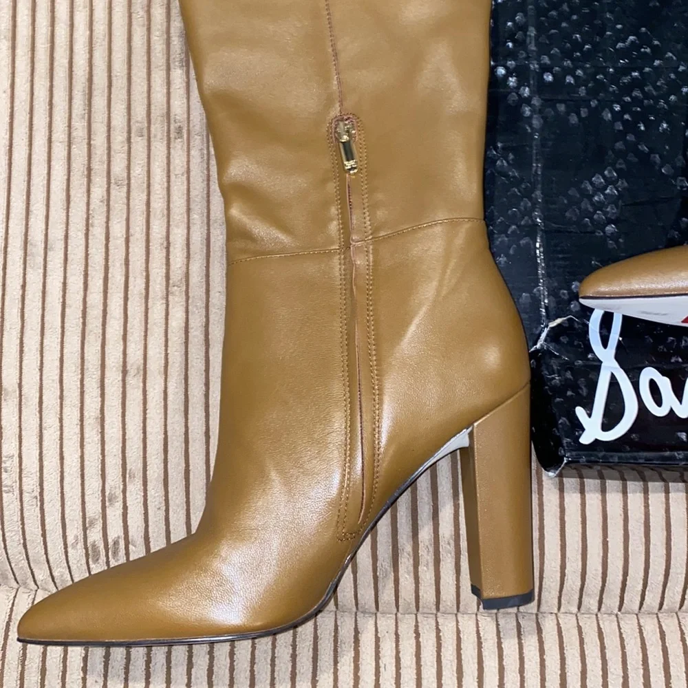 SAM EDELMAN RAAKEL CHOCOLATE LEATHER TALL BOOTS 8.5M BRAND NEW. no box - Picture 4 of 13